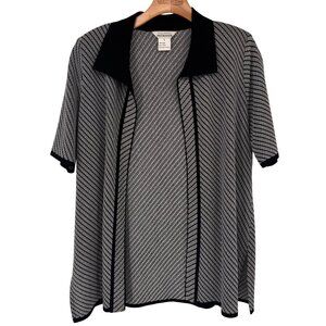 Exclusively Misook Womens Black pattern Open Cardigan jacket size large